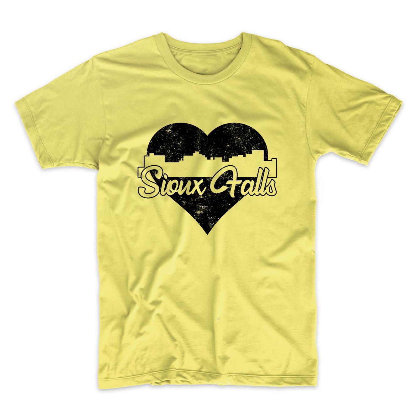 Retro Sioux Falls South Dakota Skyline Heart Distressed T-Shirt