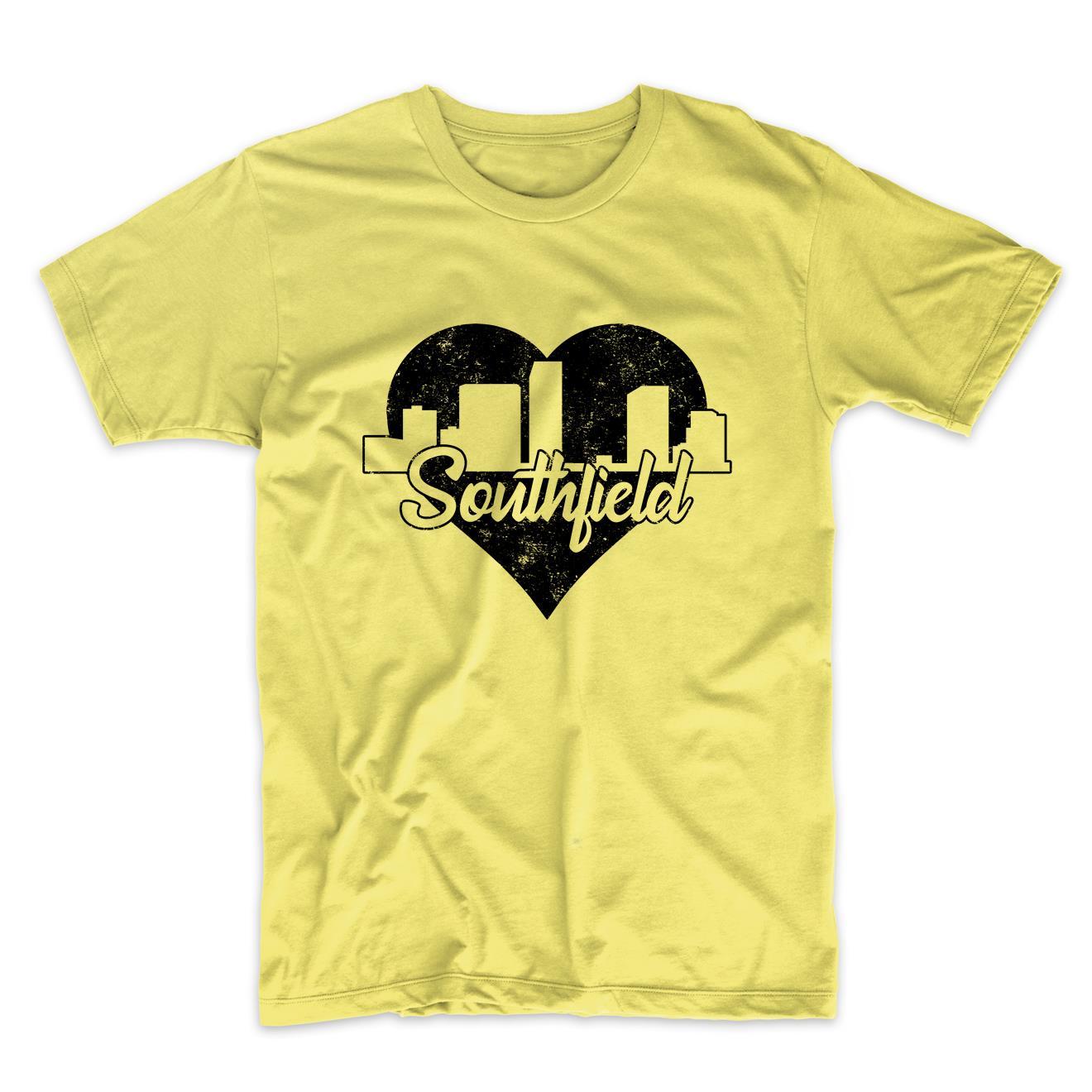 Retro Southfield Michigan Skyline Heart Distressed T-Shirt