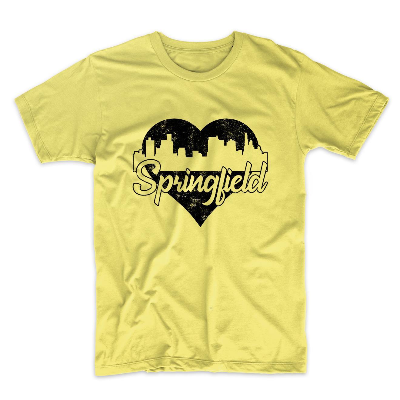 Retro Springfield Illinois Skyline Heart Distressed T-Shirt