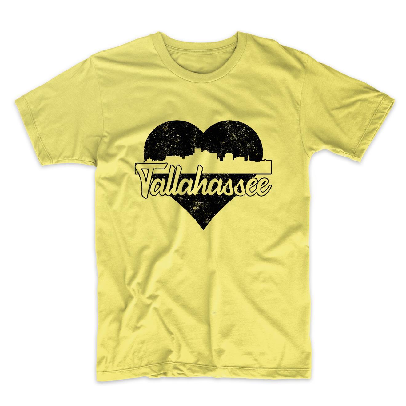 Retro Tallahassee Florida Skyline Heart Distressed T-Shirt