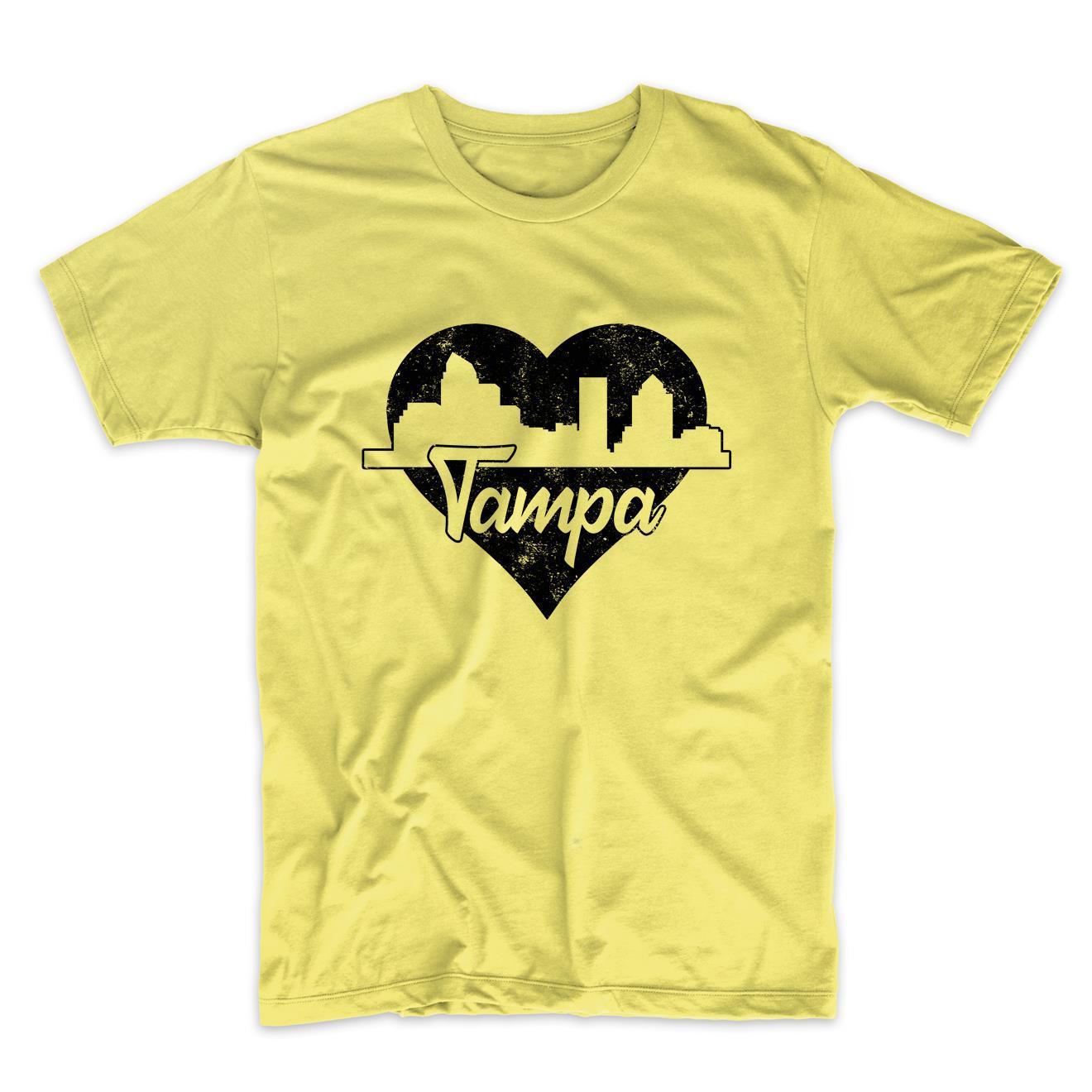 Retro Tampa Florida Skyline Heart Distressed T-Shirt