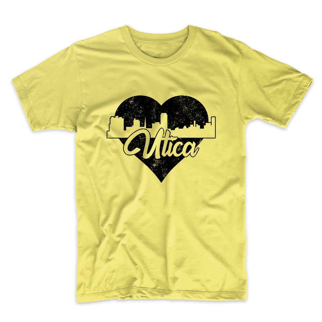 Retro Utica New York Skyline Heart Distressed T-Shirt