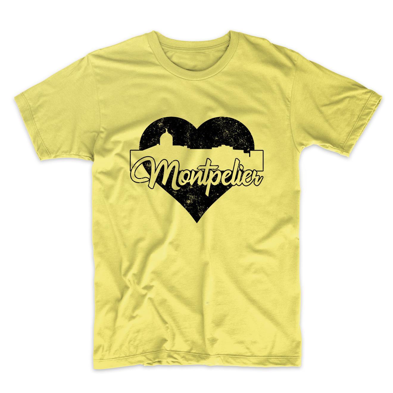 Retro Montpelier Vermont Skyline Heart Distressed T-Shirt