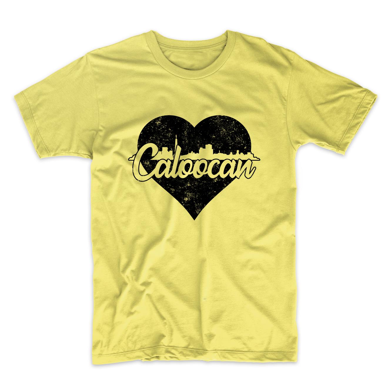 Retro Caloocan Philippines Skyline Heart Distressed T-Shirt