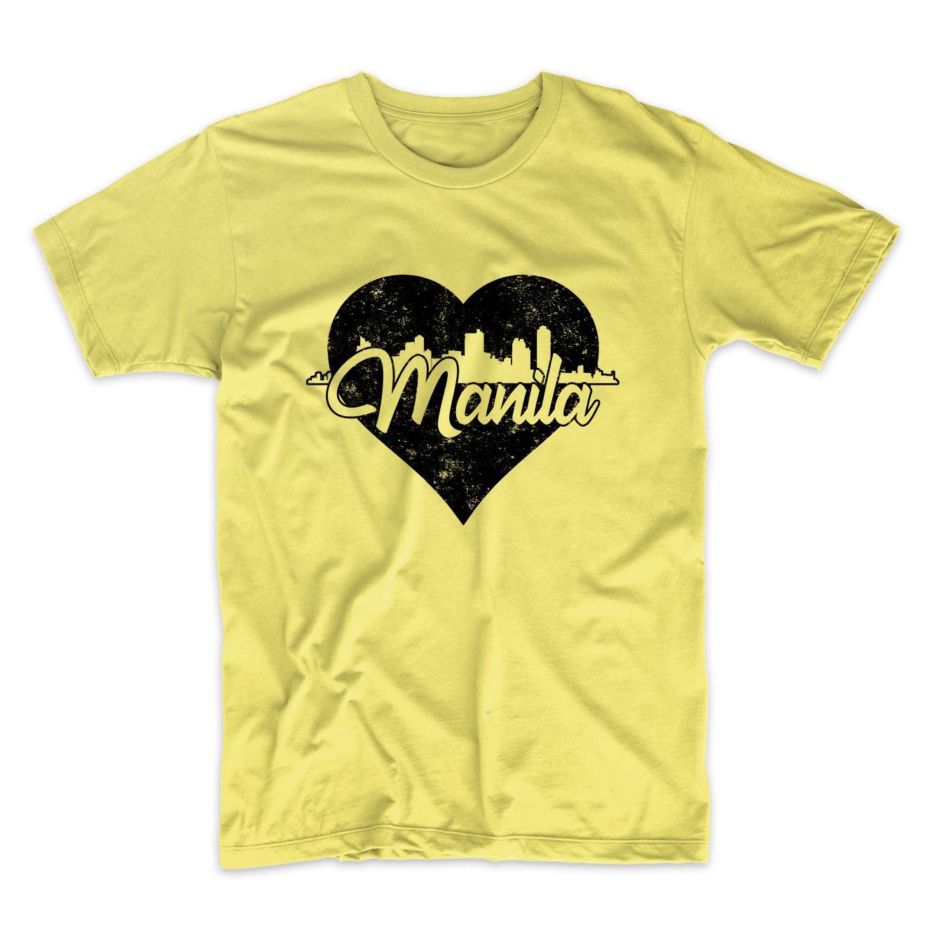 Retro Manila Philippines Skyline Heart Distressed T-Shirt