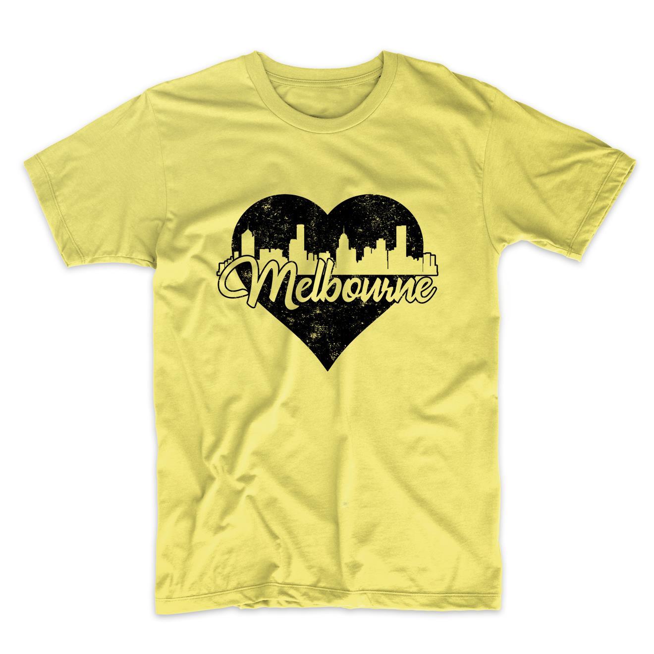 Retro Melbourne Australia Skyline Heart Distressed T-Shirt