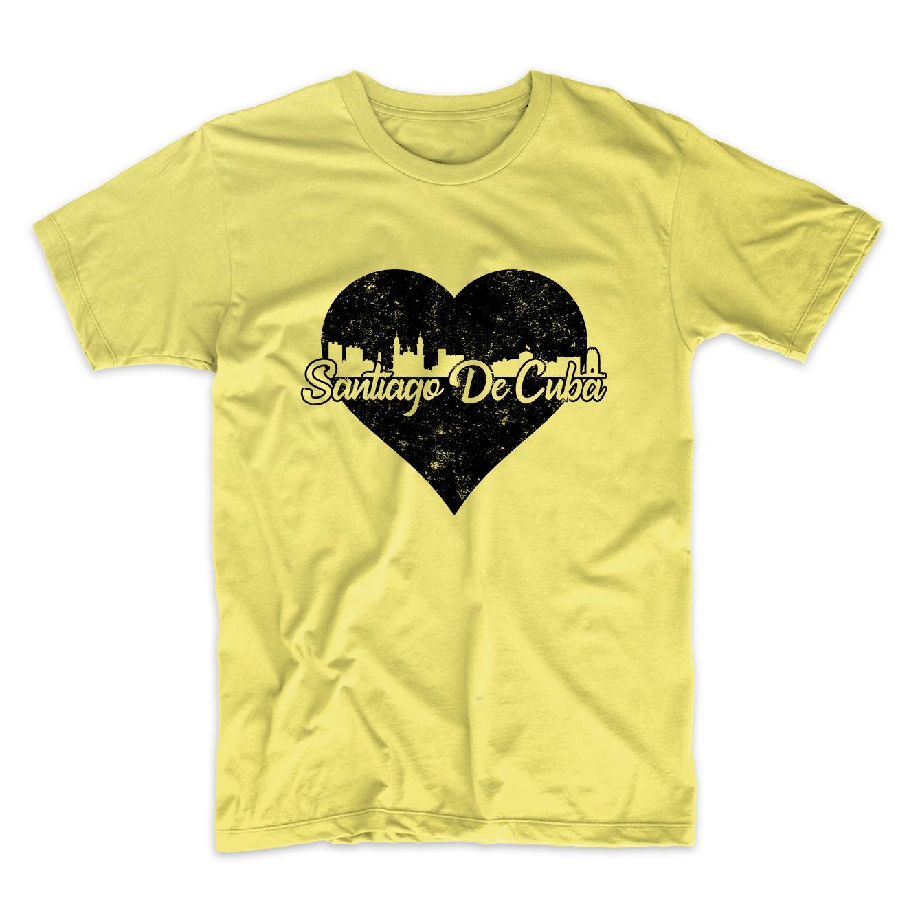 Retro Santiago De Cuba Skyline Heart Distressed T-Shirt