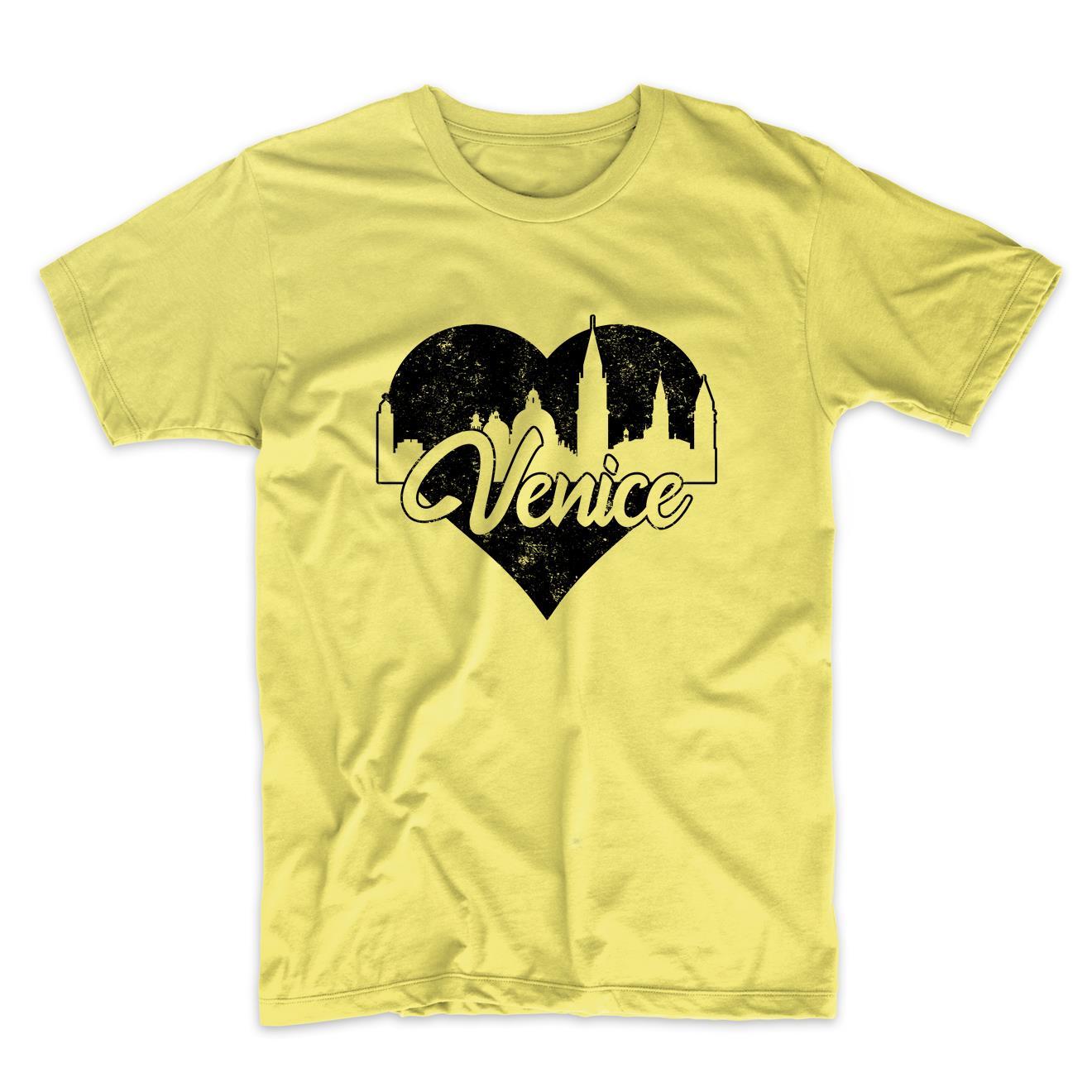 Retro Venice Italy Skyline Heart Distressed T-Shirt