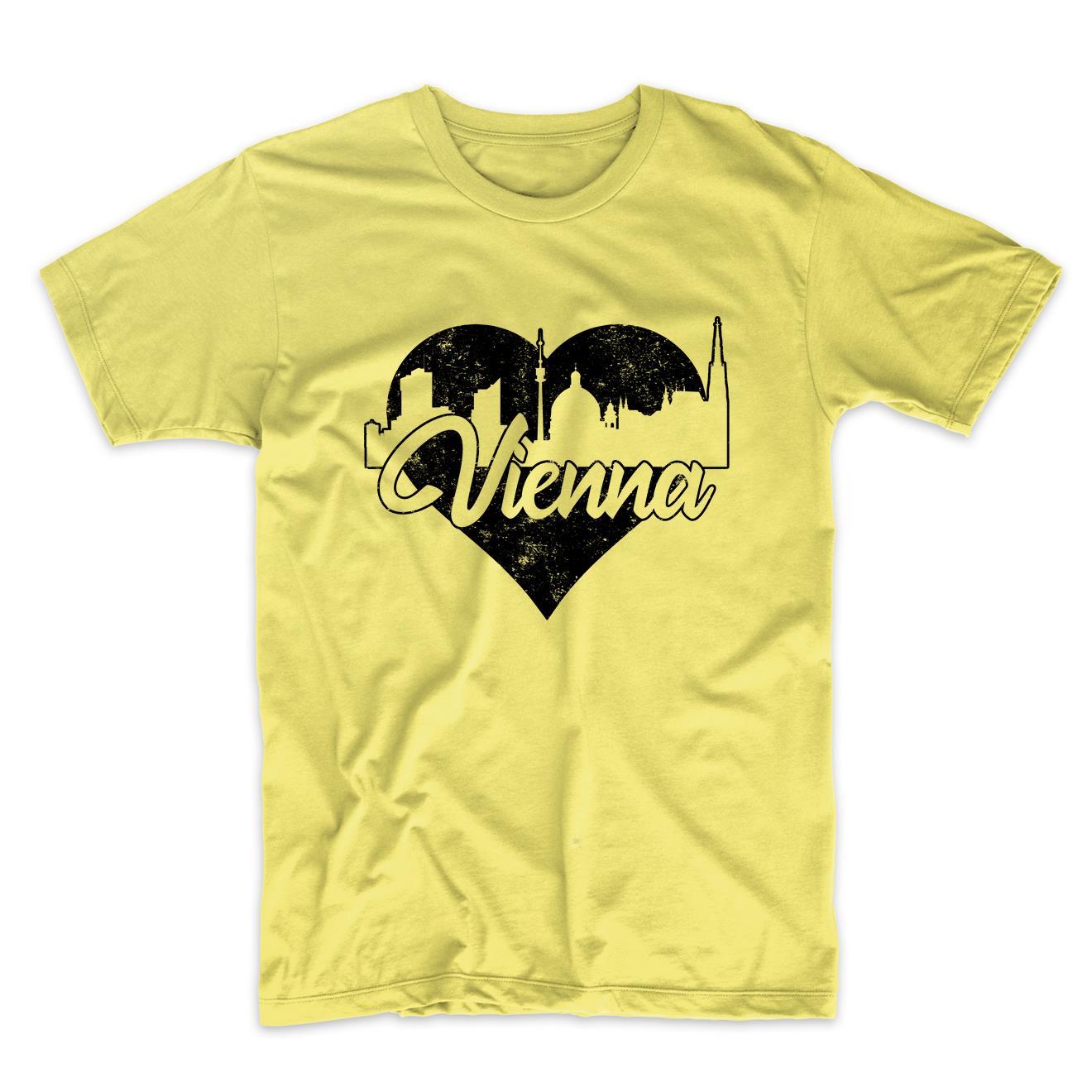 Retro Vienna Austria Skyline Heart Distressed T-Shirt