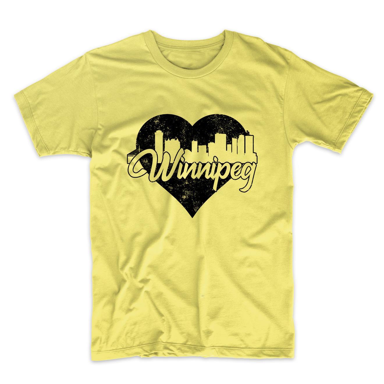 Retro Winnipeg Manitoba Canada Skyline Heart Distressed T-Shirt