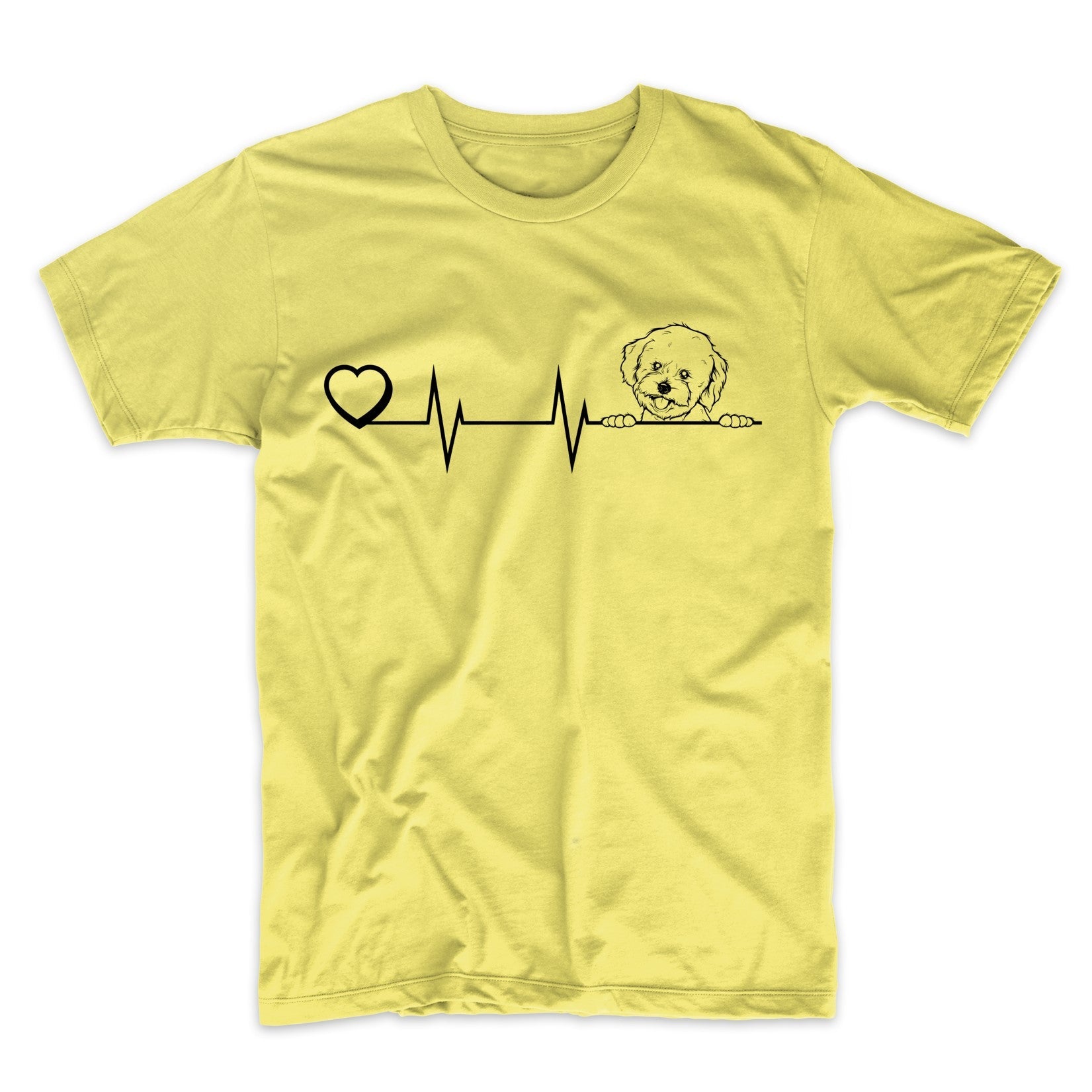 Heart Heartbeat Line Chart Bichon Frise Dog Breed T-Shirt
