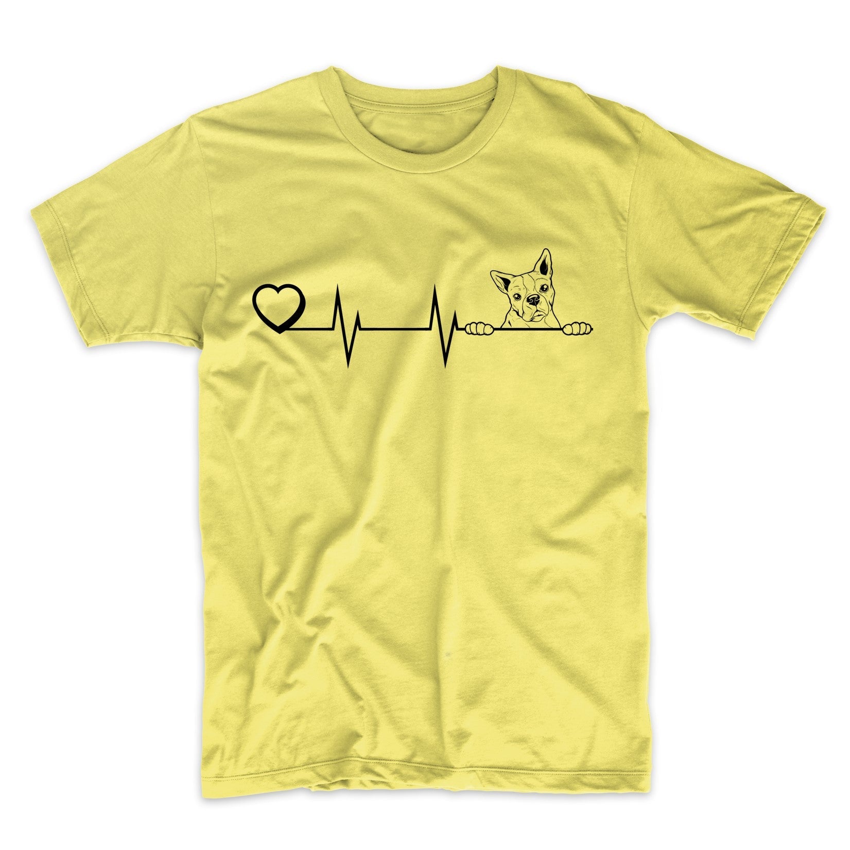 Heart Heartbeat Line Chart Boston Terrier Dog Breed T-Shirt