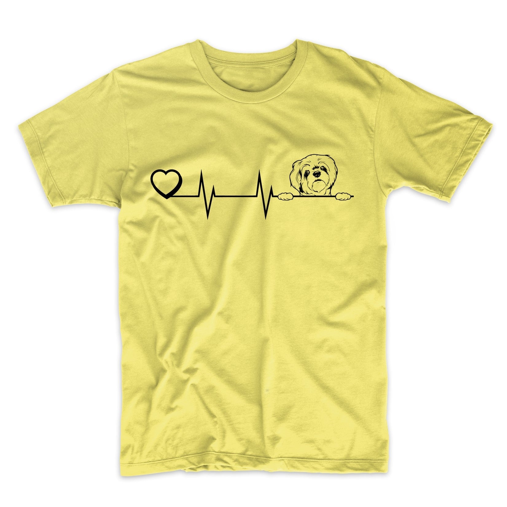 Heart Heartbeat Line Chart Lhasa Apso Dog Breed T-Shirt